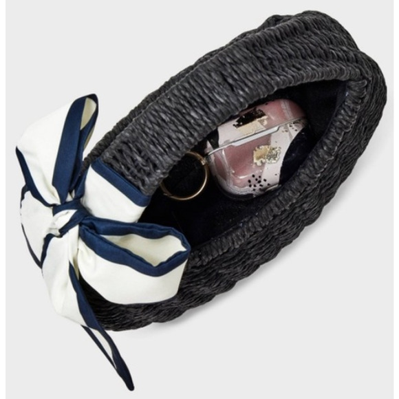 Straw Mini Bag with Bow - A New Day™ Black Woven Paper Straw Structured s18 - Picture 5 of 8